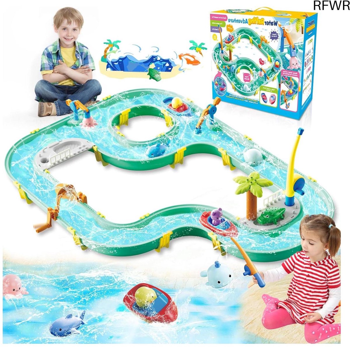 RFWR® Watertafel voor kinderen 2-in-1 met 71 accessoires - Buitenwaterbaan, Speelgoed voor 3 jaar en ouder