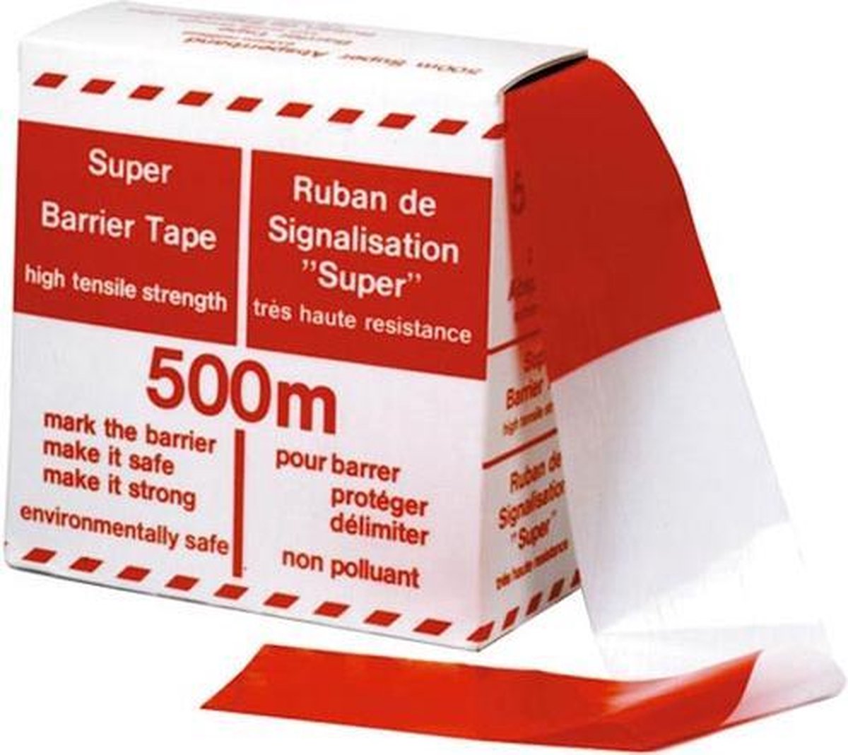 Afzetlint Rood/Wit 70mm x 500m