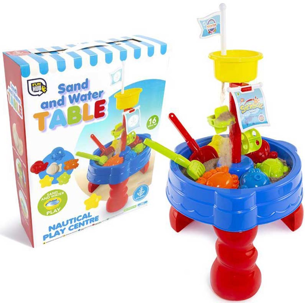 RMS International zand en water speeltafel 16-delig multicolor speelgoed.
