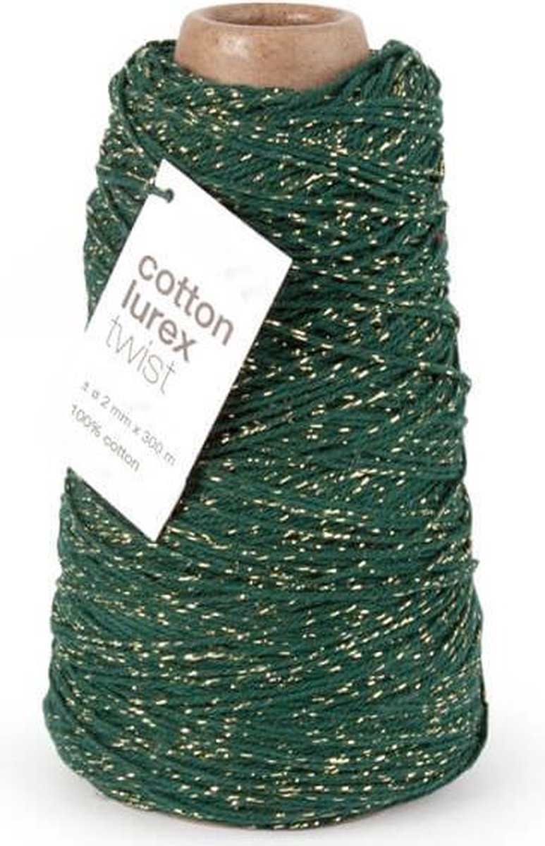 Katoenen touw Donker groen met goud 2mm x 300m