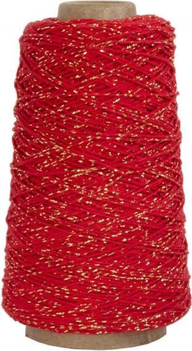 Katoenen touw Rood met goud 2mm x 300m Katoen touw Rood met goud