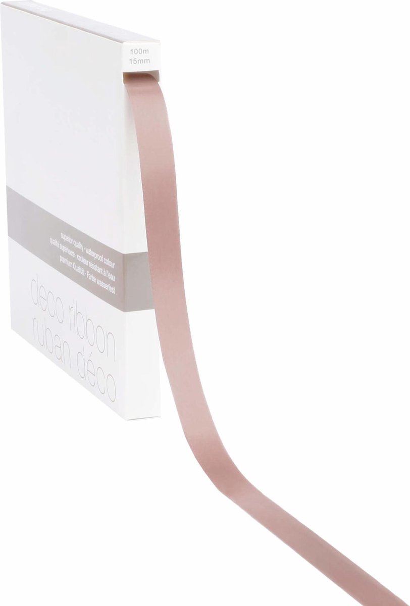 Lint Satijn oud roze  15mm x 100 m op rol Oud roze