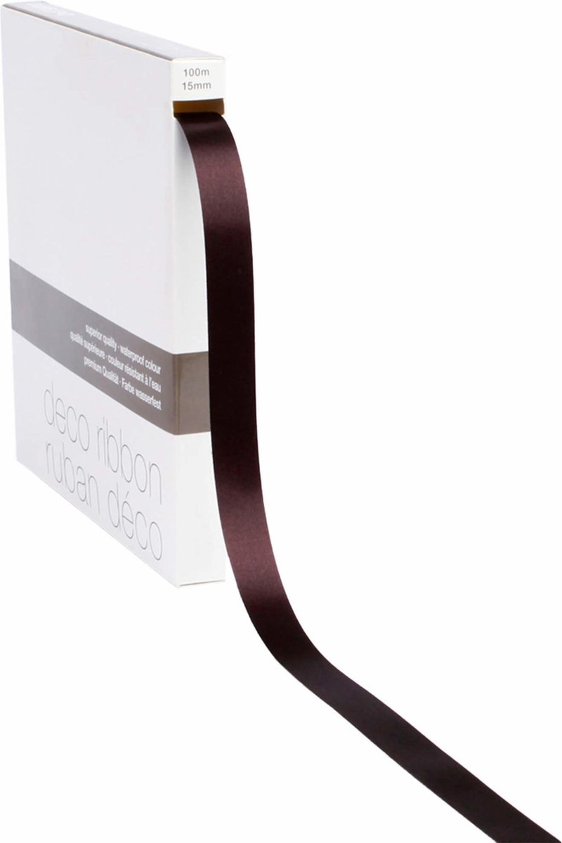 Lint satijn Donker Bruin MEDIUM (15mm x 100m)