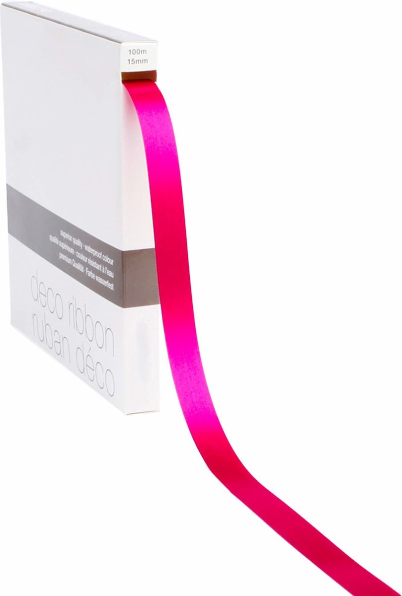 Lint satijn Fuchsia MEDIUM (15mm x 100m) Kleur: Fuchsia