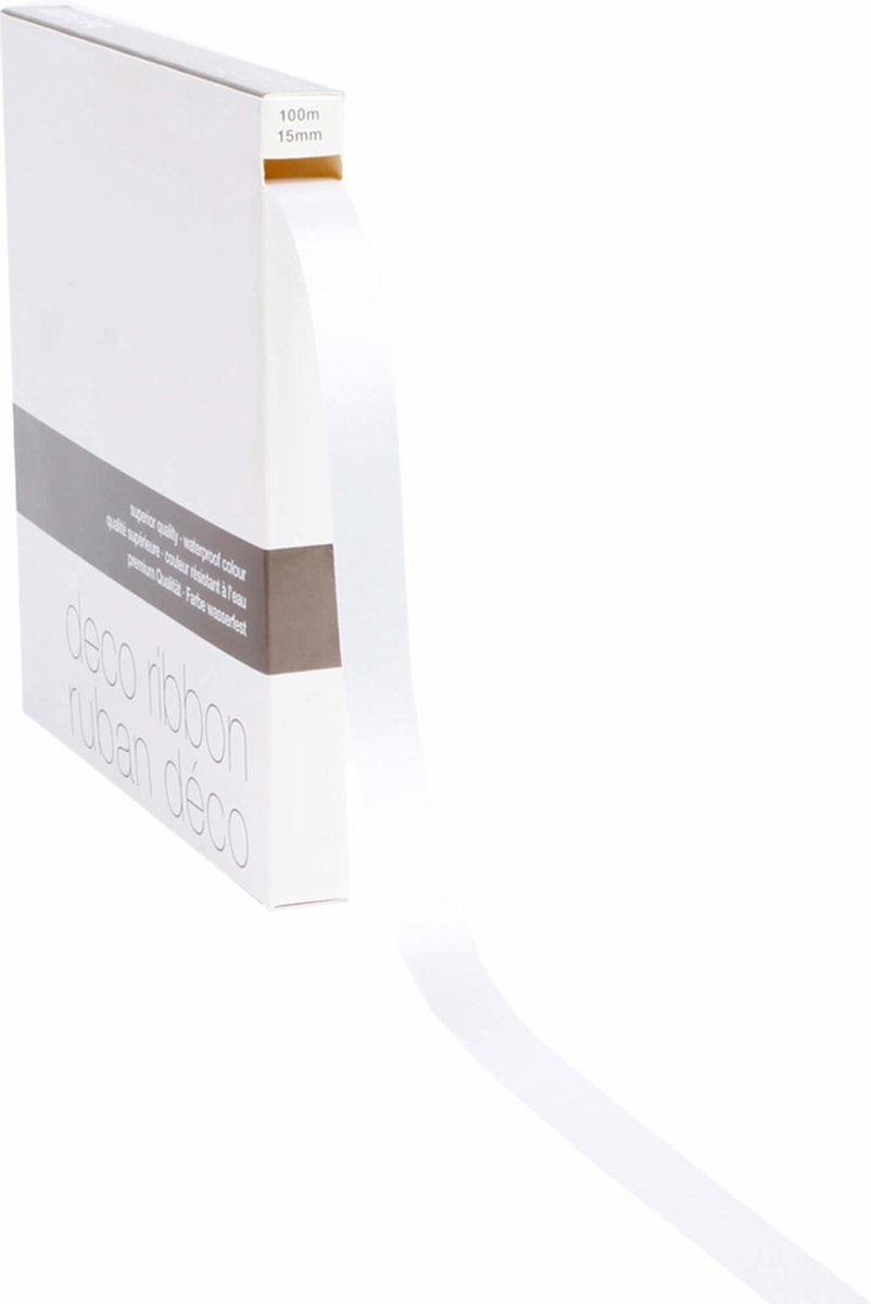 Lint satijn Wit MEDIUM (15mm x 100m) Kleur: Wit