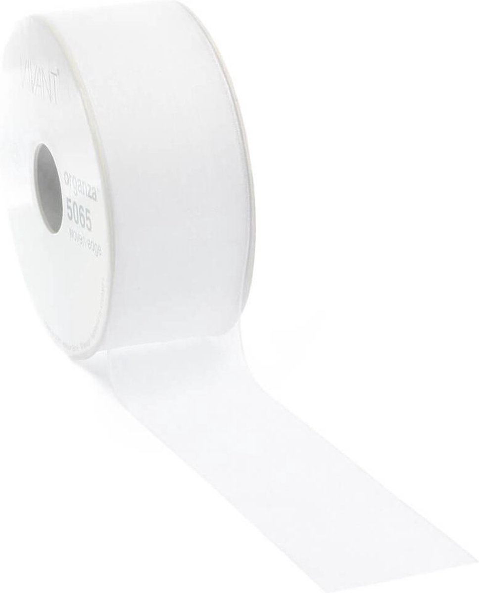 Organza lint - wit - 25mm x 50m