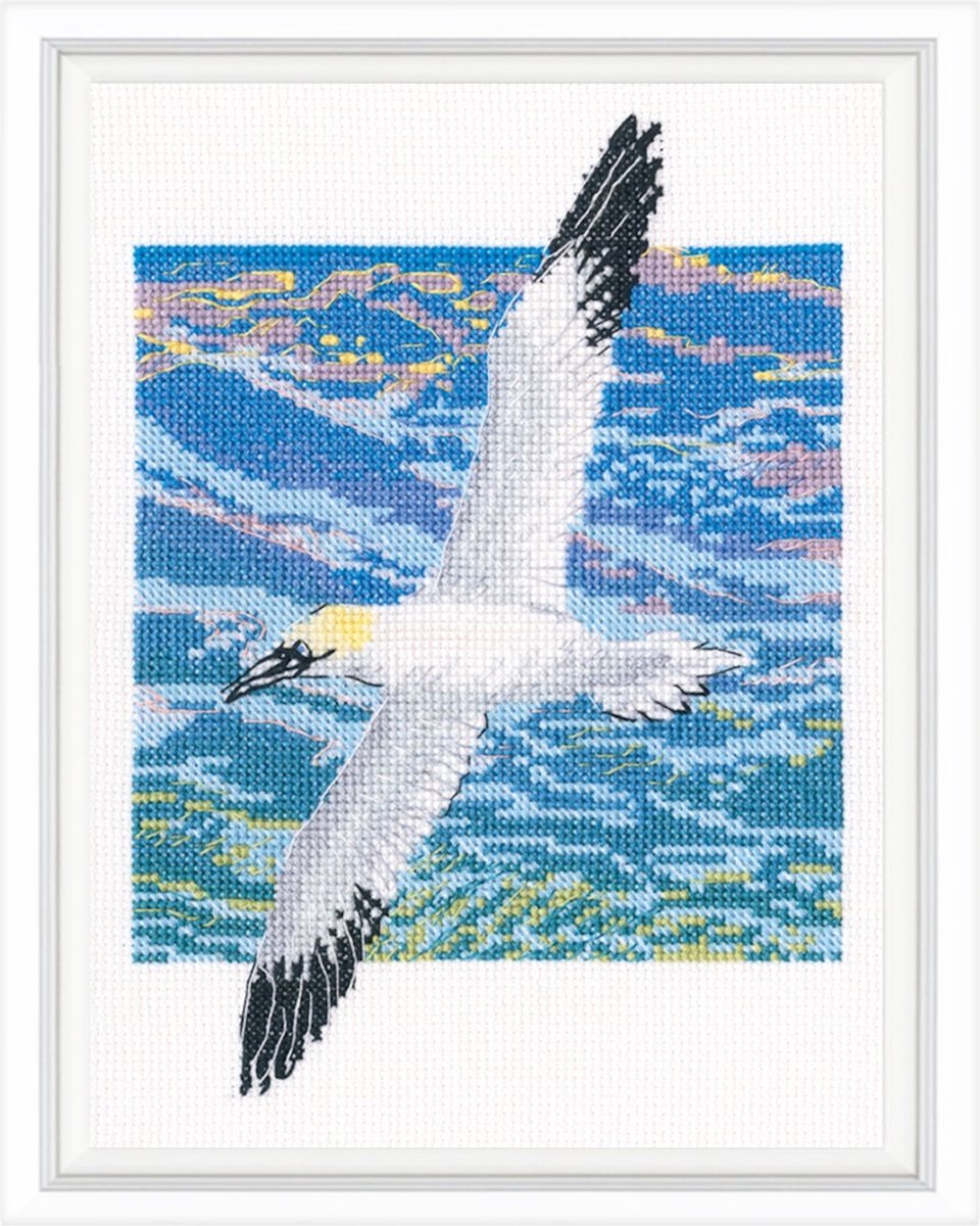 RTO - Borduurpakket met telpatroon - 26.C390 - Voorgesorteerde DMC Garens - Meeuw over de zee - Aida - 14.5 cm x 20 cm - DIY Kit