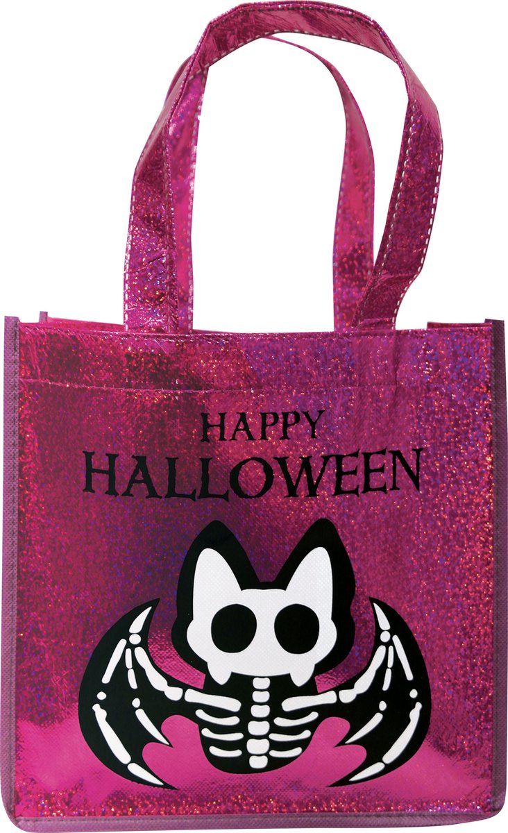 RUBIES FRANCE - Roze paillettenzakje met skeletvleermuis