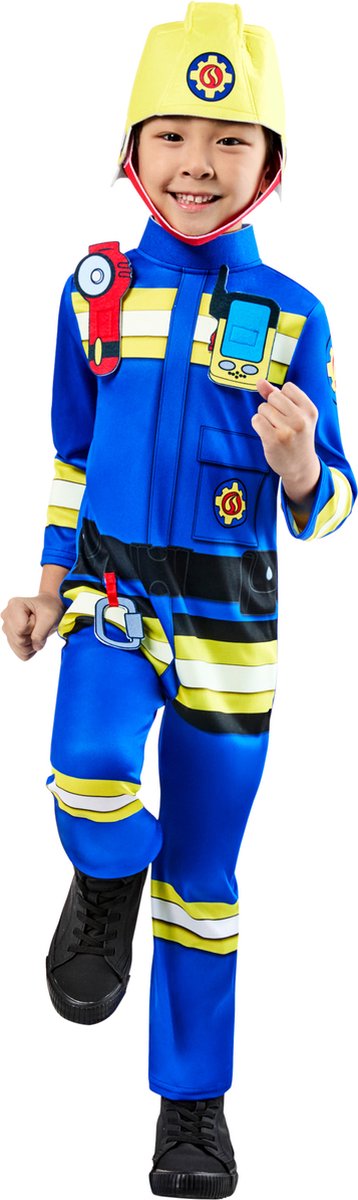 Verkleedpakje Fireman Sam UK-design 2-delig Maat 110-116