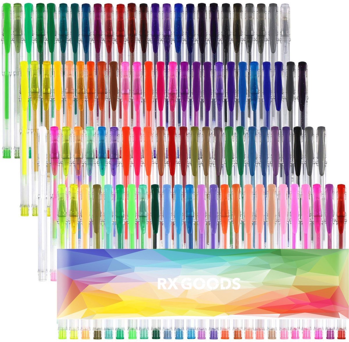 RX Goods® 100 Stuks Glitterpennen & Gelpennen voor kinderen en volwassenen – Glitter & Gel Pennen – Leuk voor Kleurboeken, Tekenen & Schrijven