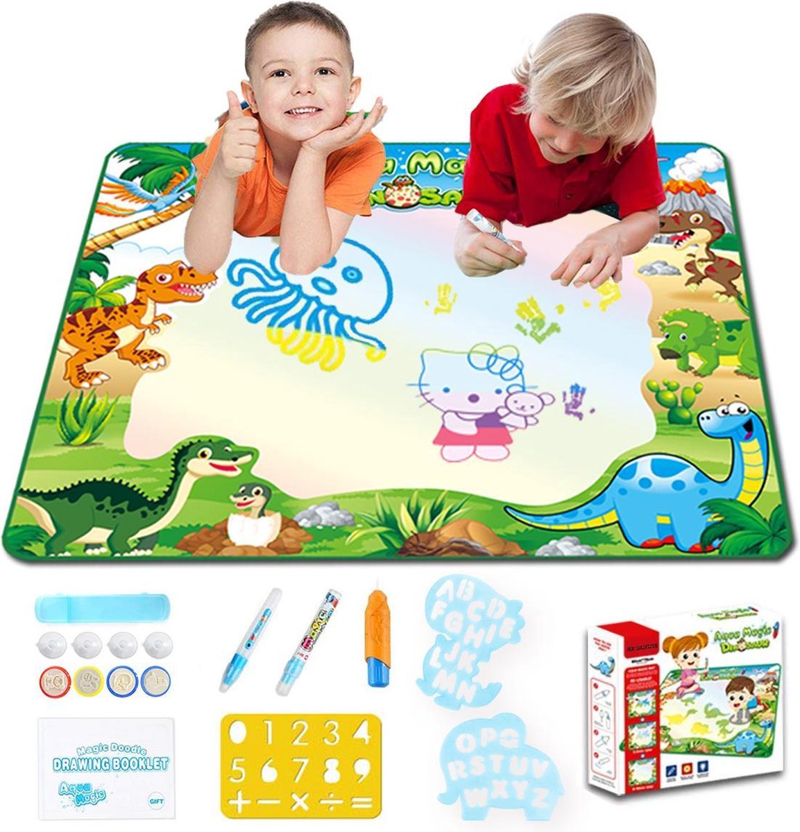  ® Magische Dinosaurus Water Tekenmat incl. 17 Accessoires – Aqua Magic Tekenen –   Mat - Kinderen