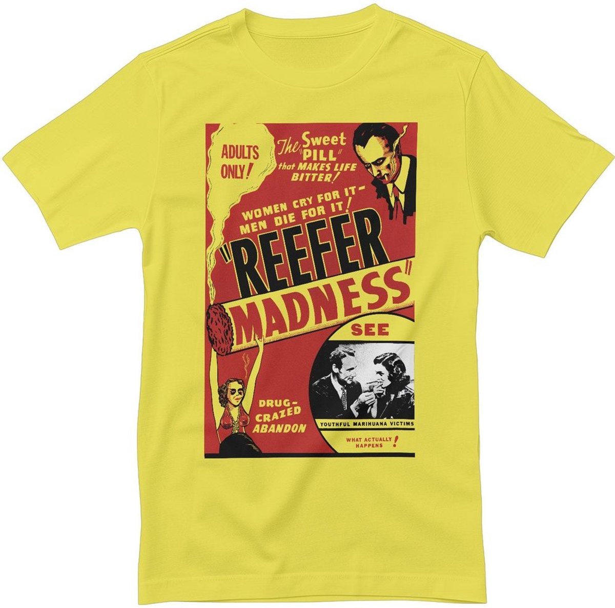Radio Days Reefer Madness Vintage Poster T-Shirt RD-1-CULT001-H68-9 Yellow-M
