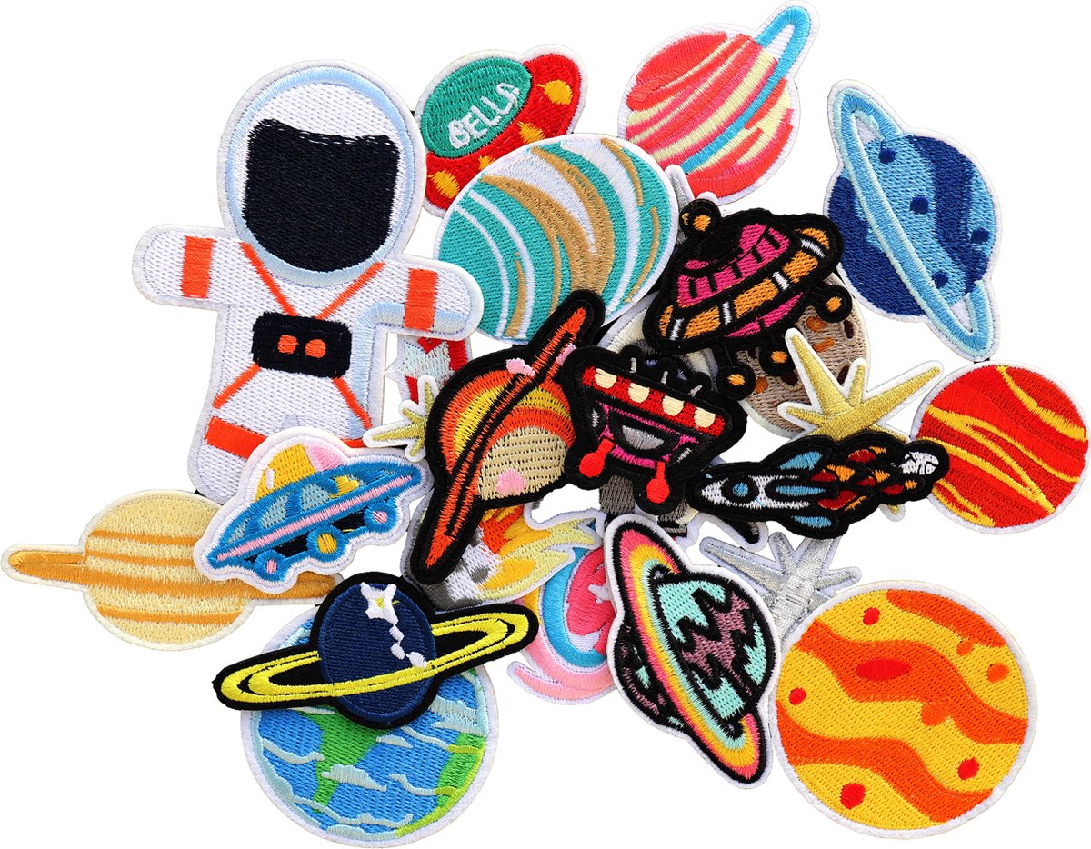 Rainbecom - Ruimte Series 25 delige set - Patches - Strijk Embleem - stof & strijk applicatie