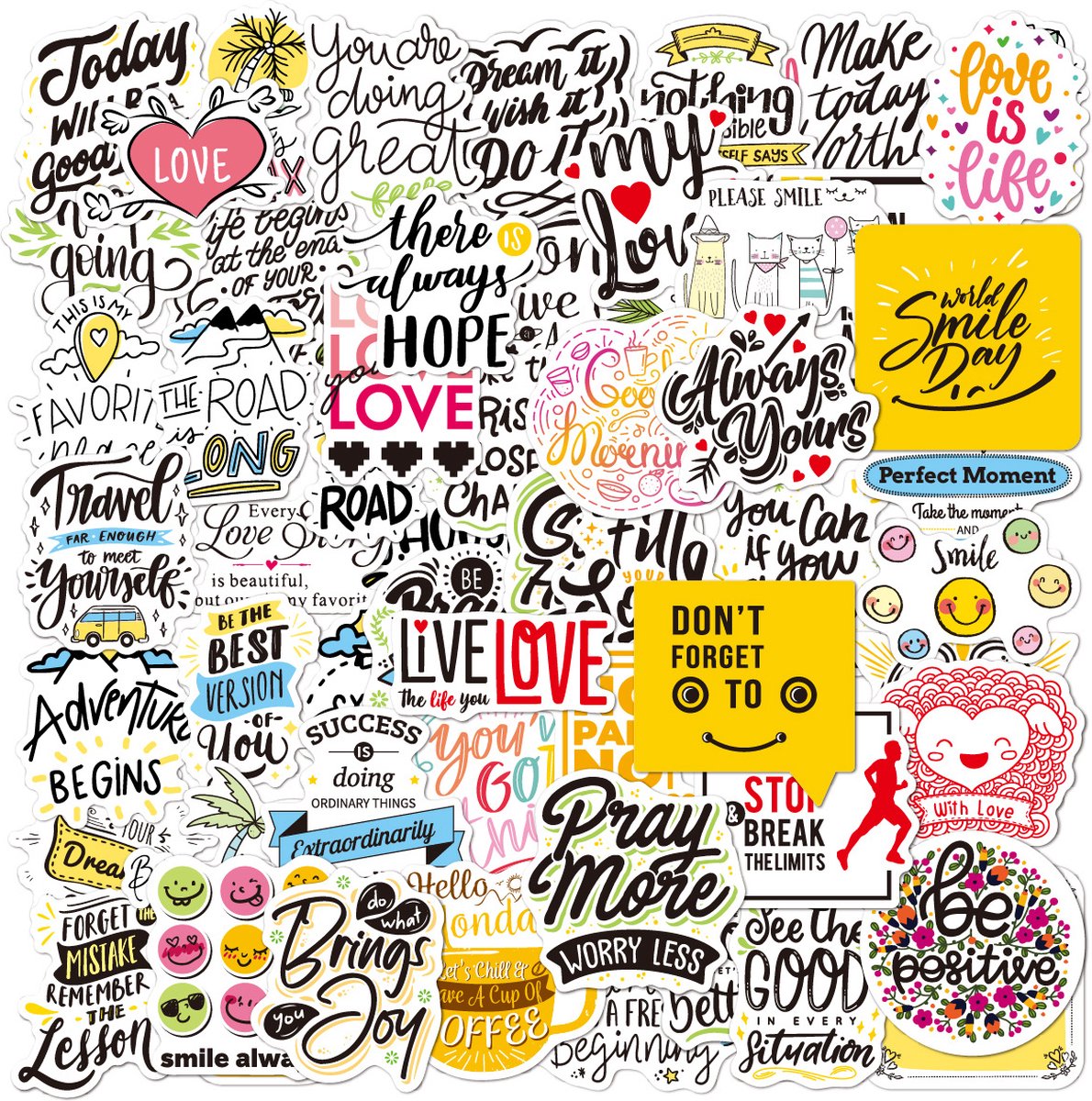Rainbecom - Skate Stickers 100 Stuks - Tekst - Motiverende Taal – Engels - VSCO Esthetische Stickers - Waterdicht - Anti-Zon- Versier je Spullen