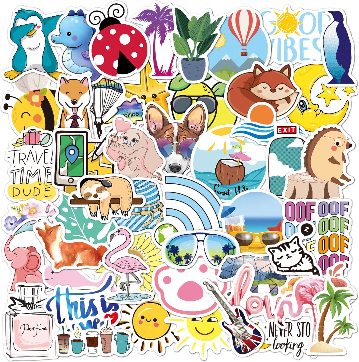 Rainbecom - Skate Stickers 50 Stuks - VSCO Esthetische Stickers - Waterdicht - Anti-Zon- Agenda - Versier je Spullen