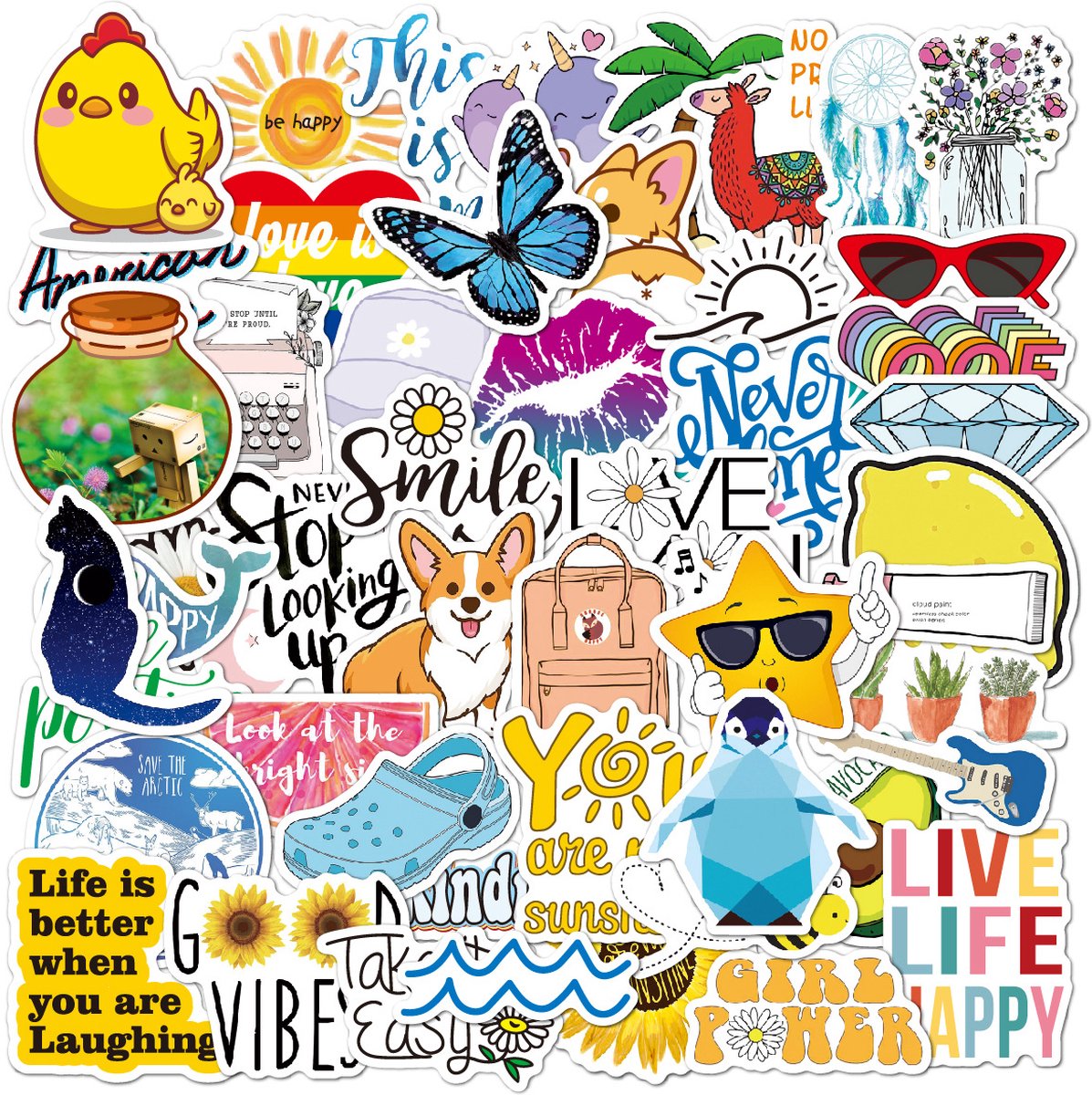 Rainbecom - Skate Stickers 50 Stuks - VSCO Esthetische Stickers - Waterdicht - Anti-Zon- Agenda - Versier je Spullen