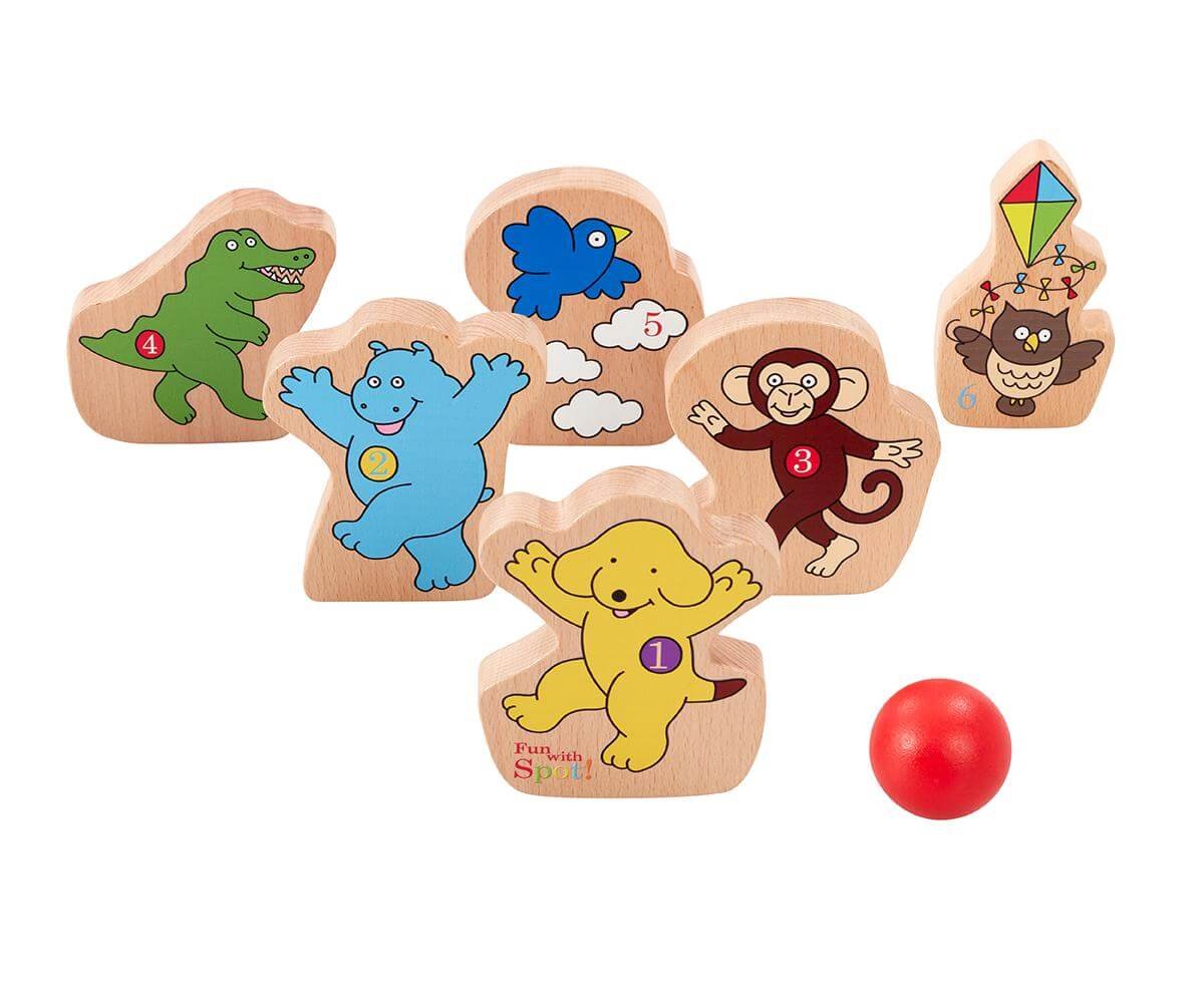 Dribbel houten bowling spel 7 dlg