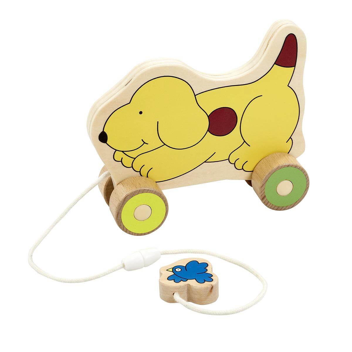 Dribbel houten trek speeltje van hout 21 cm