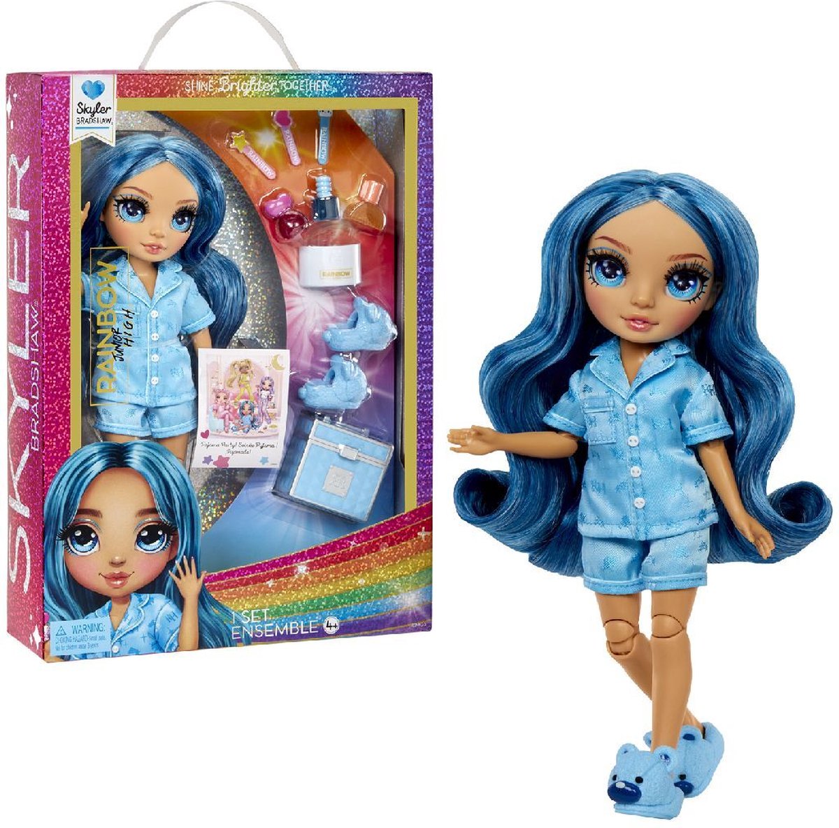 Rainbow High Junior High Pyjamaparty - 23 cm - Skyler (blauw) - Modepop
