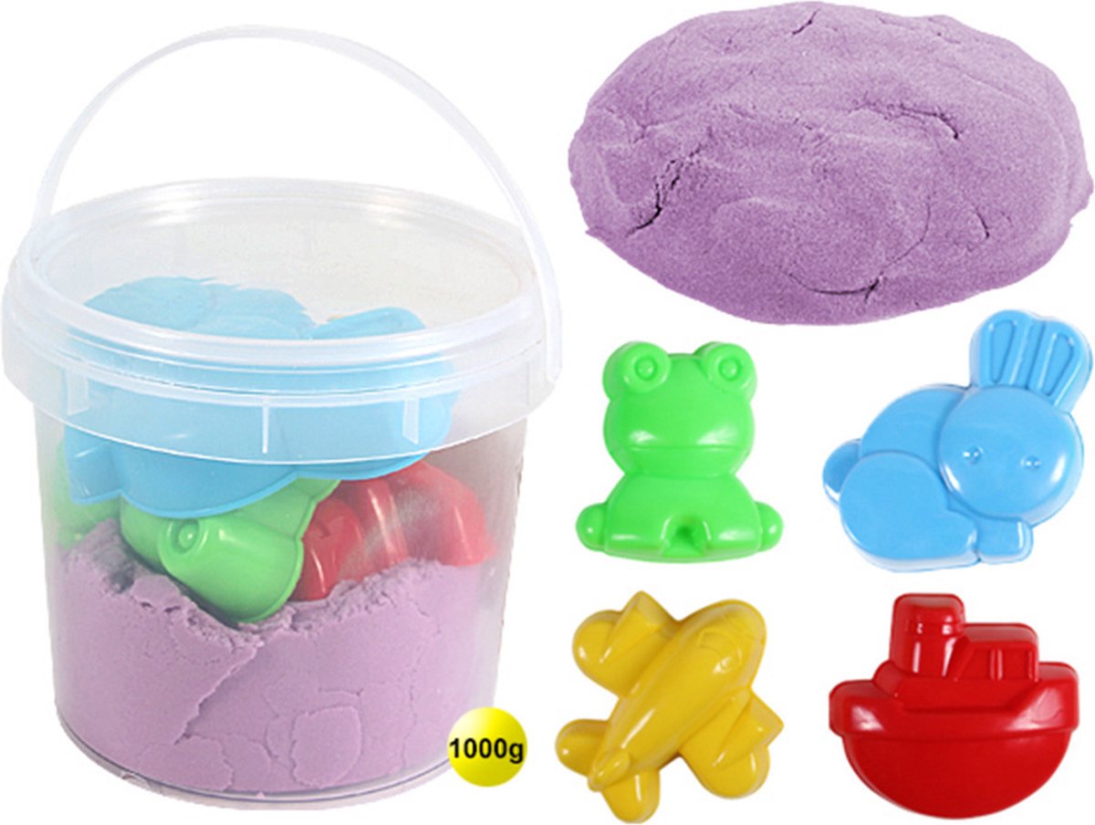 Speelzand/magisch zand set 1 kilo paars met 4 zandvormen - Kinetisch speelzand