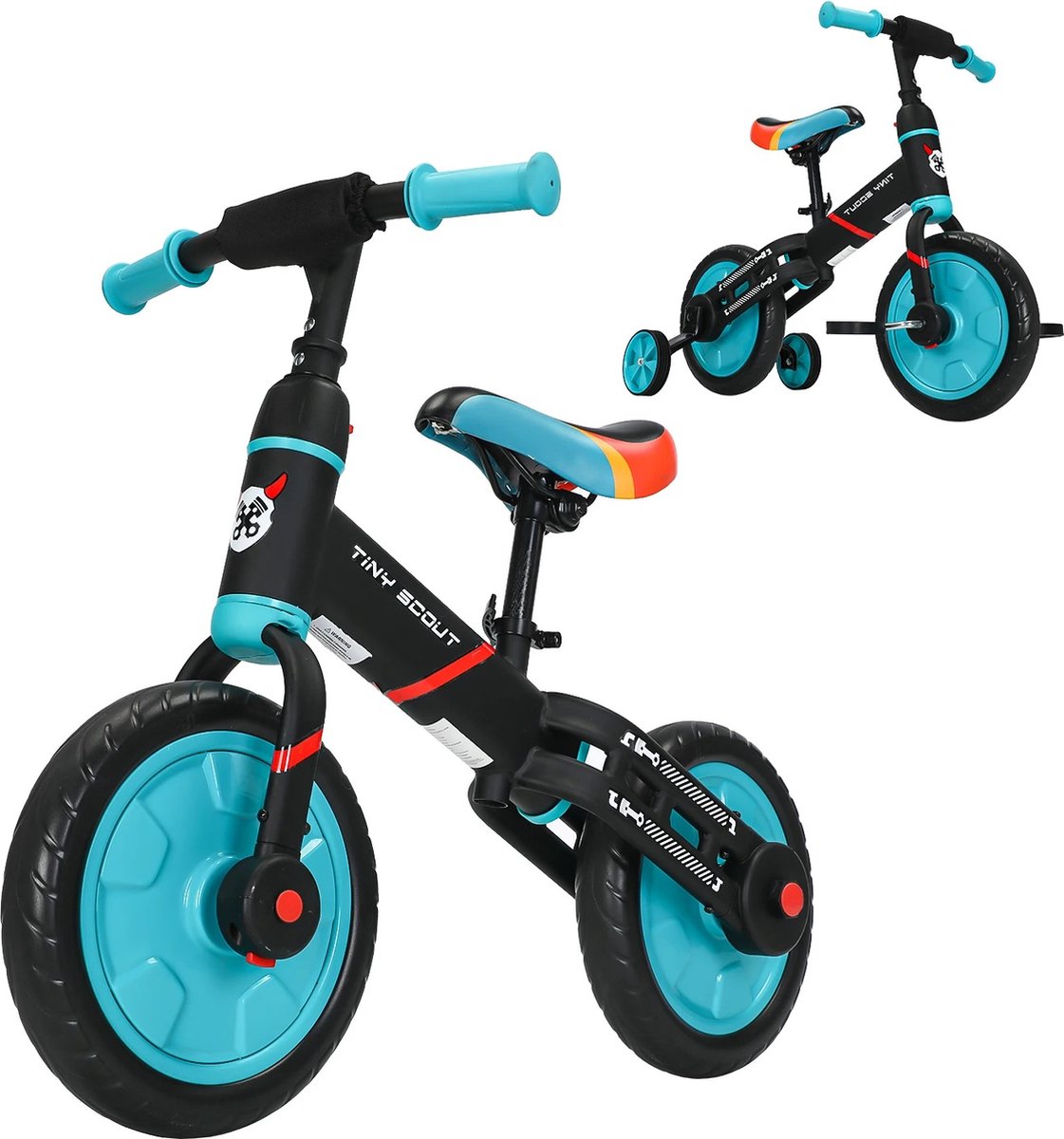 Loopfiets - 4 in 1 - Loopfiets jongens - Kinderfiets - Fiets jongens - Driewieler - Blauw