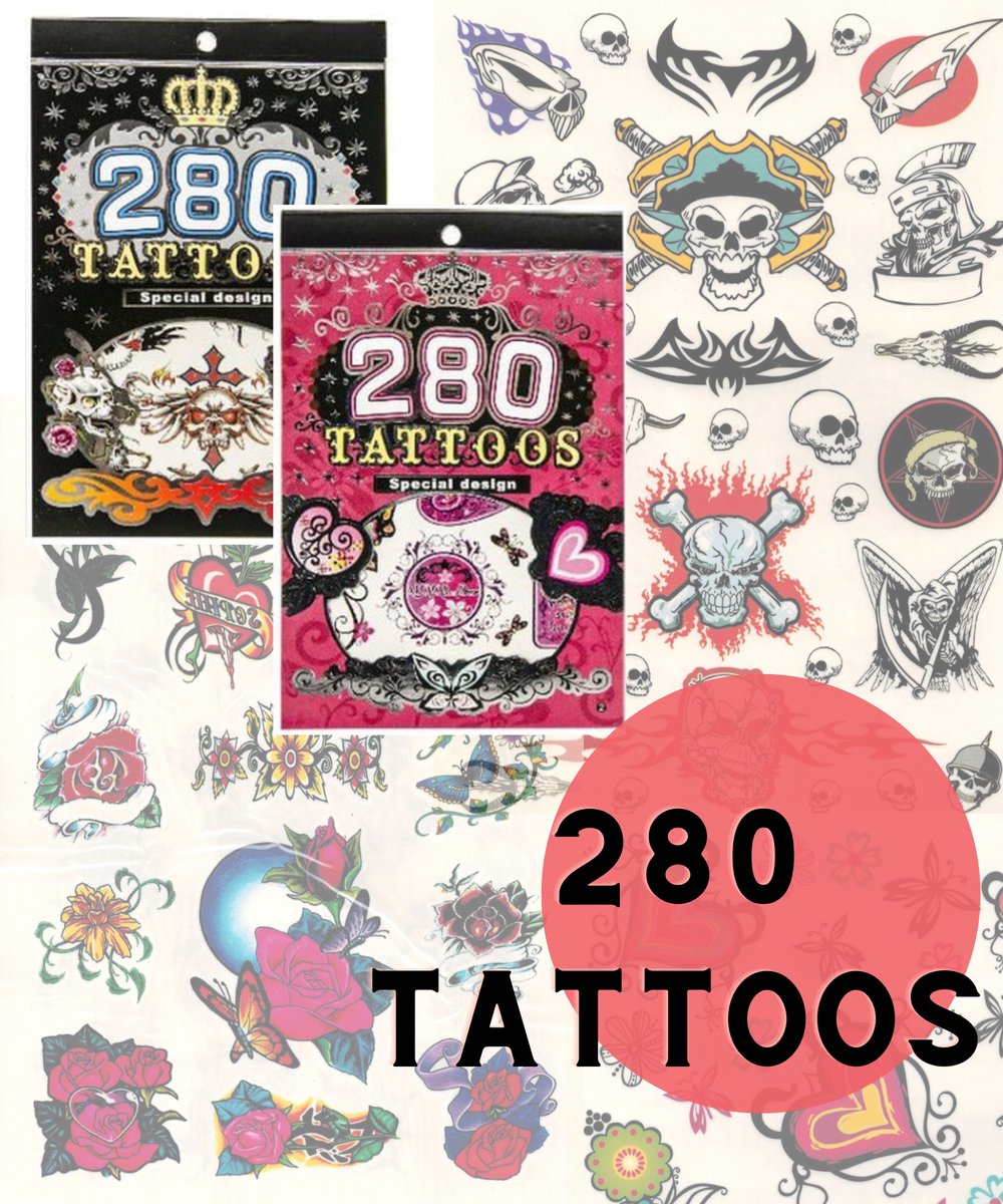 XL Tattoo Boekje Kinderen – 560 Tijdelijke Tattoos – Hip & Stoer – Voor Meisjes & Jongens – Kinder Tattoo Set – Eenvoudig Aan te Brengen