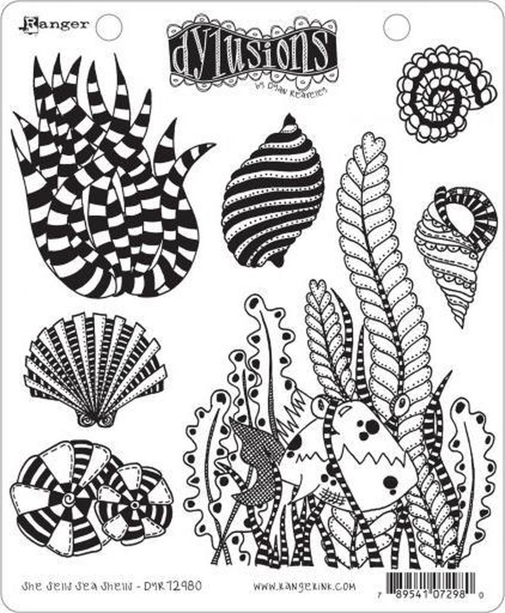 Dylusions cling mount stamp set - She sells sea shells