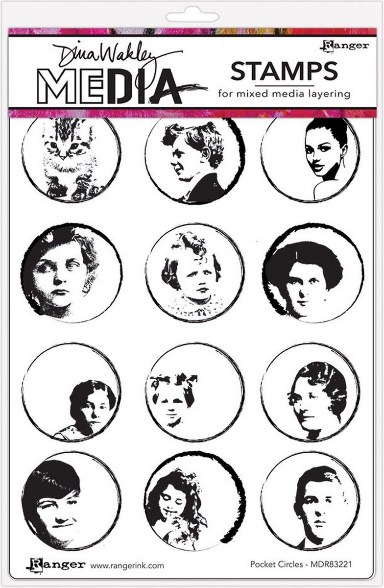 Ranger • Dina Wakley Media Cling Stamps Pocket Circles