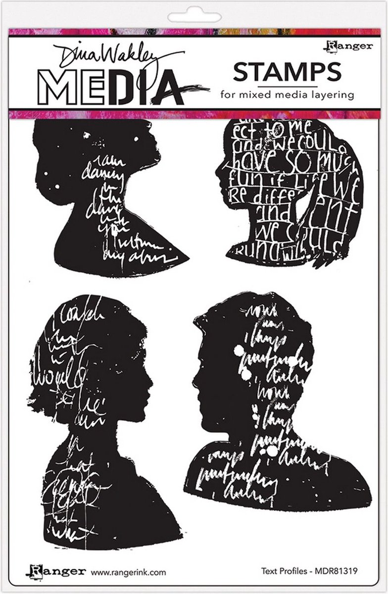 Ranger • Dina Wakley Media Cling Stamps Text Profiles
