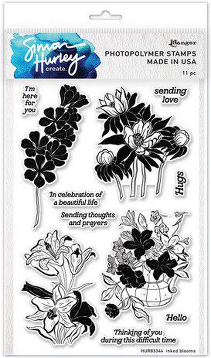 Ranger SH Clearstamps 6x9 Inked Blooms HUR83344 Simon Hurley (04-23)