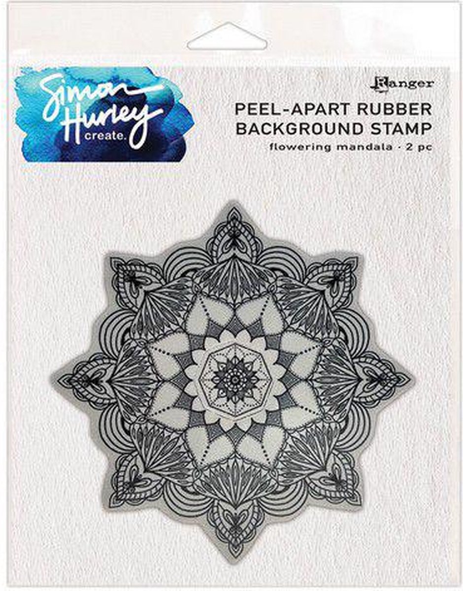 Ranger SH Cling Rubber Background Stamp 6x6 Flowering Mandala HUR80640 Simon Hurley (02-23)