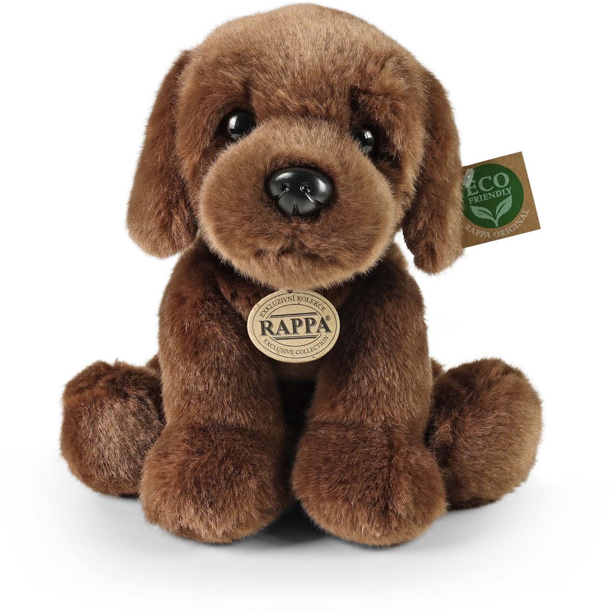Rappa ECO knuffel Labrador 26 cm - realistische knuffel hond van recyclede PET flessen - bruin