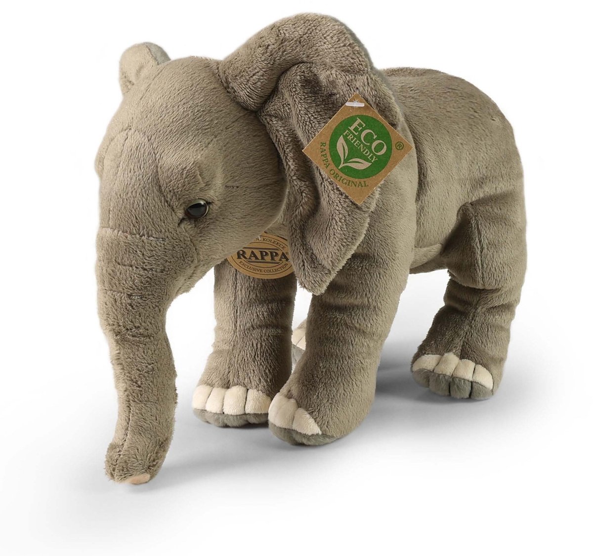Rappa ECO knuffel Savanne Olifant 28 cm - realistische knuffel van recyclede PET flessen - grijs