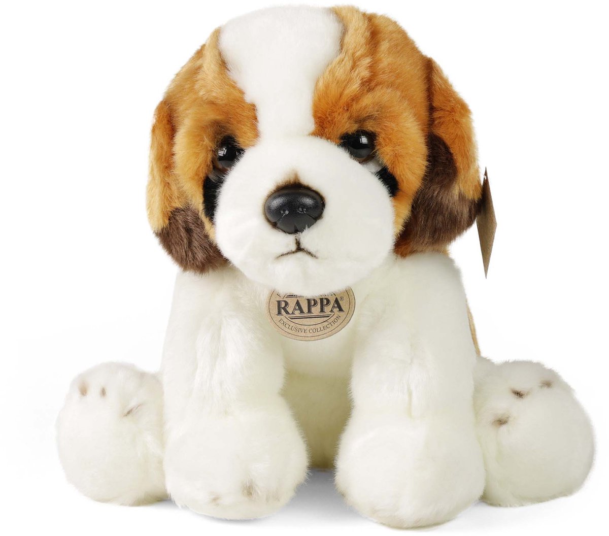 Rappa ECO knuffel Sint Bernard 30 cm - realistische knuffel hond van recyclede PET flessen - bruin, wit