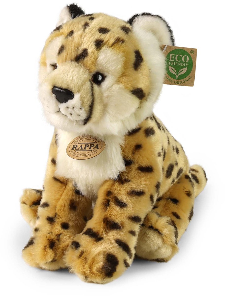 Rappa ECO knuffel cheetah 28 cm - realistische knuffel van recyclede PET flessen - bruin karamel creme