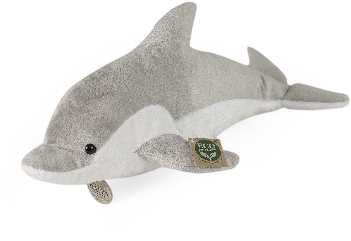 Rappa ECO knuffel dolfijn 38 cm - realistische knuffel van recyclede PET flessen - grijs, wit