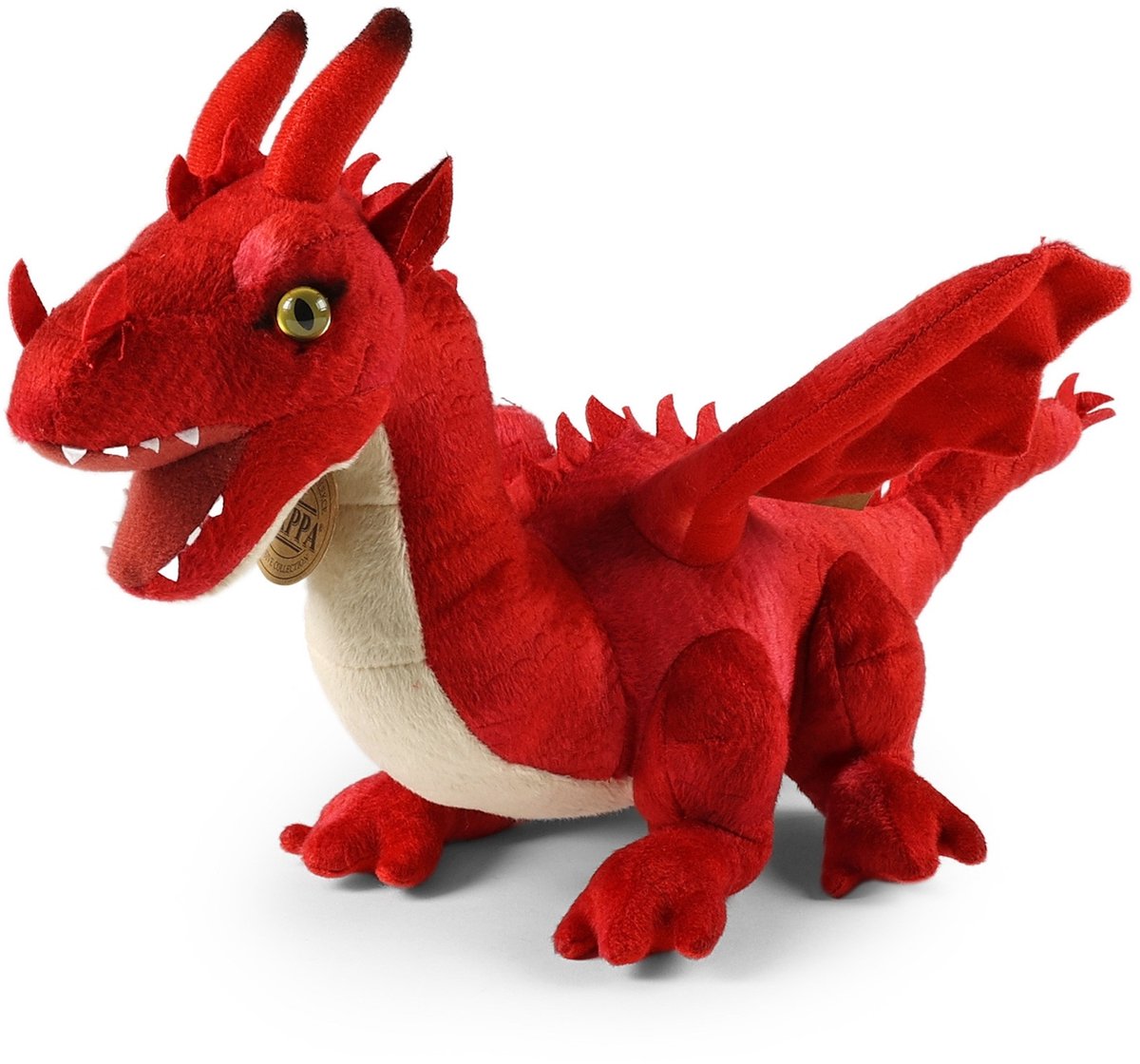 Rappa ECO knuffel draak 40 cm - realistische knuffel van recyclede PET flessen - rood