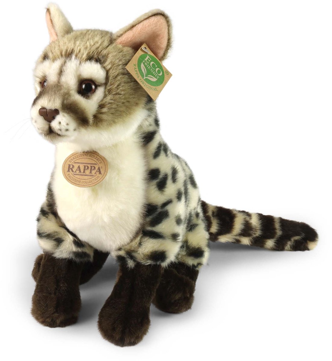 Rappa ECO knuffel genet 28 cm - realistische knuffel van recyclede PET flessen - bruin creme