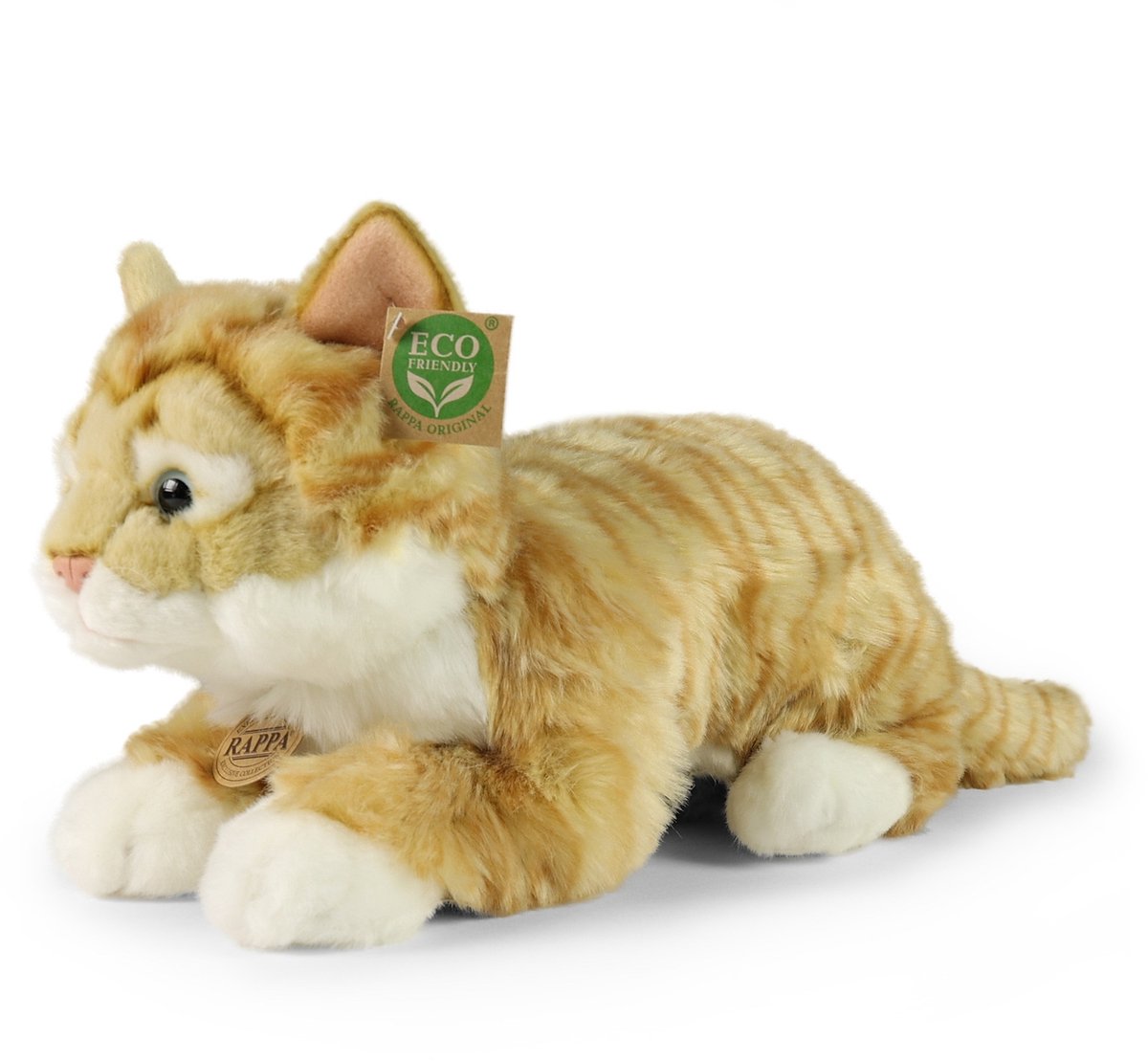 Rappa ECO knuffel kat / poes 40 cm - realistische knuffel van recyclede PET flessen - lichtbruin