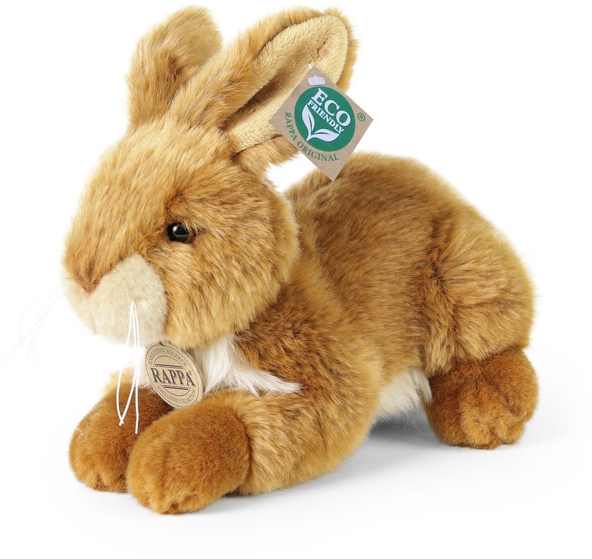 Rappa ECO knuffel konijn 23 cm - realistische knuffel van recyclede PET flessen - bruin