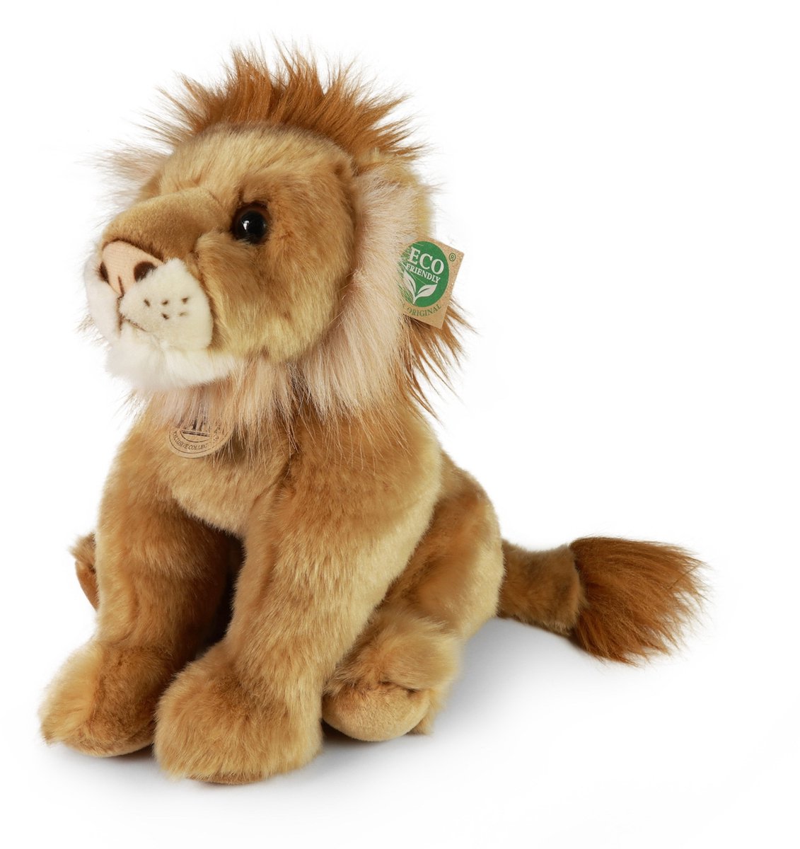Rappa ECO knuffel leeuw 30 cm - realistische knuffel van recyclede PET flessen - bruin/caramel