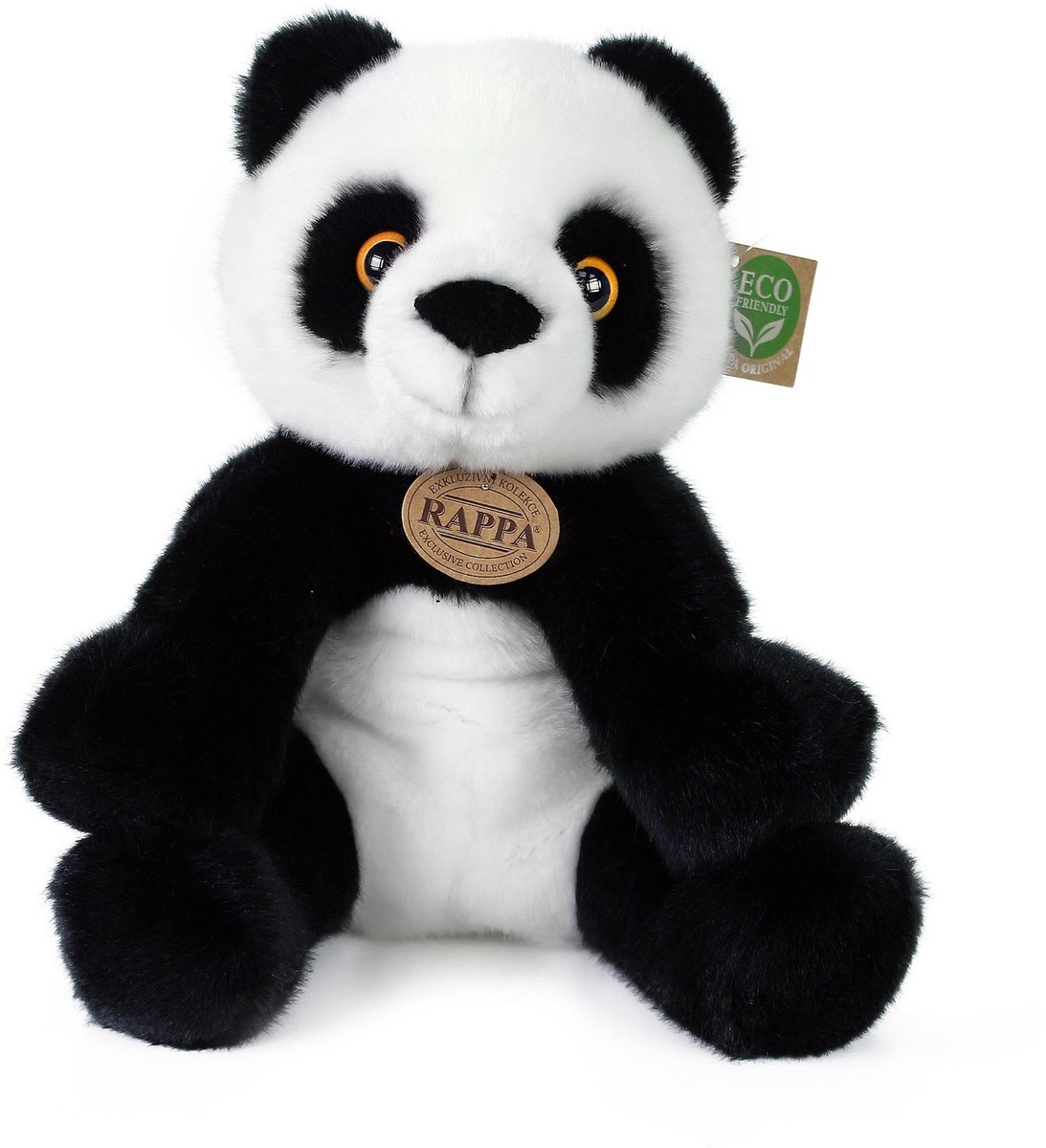 Rappa ECO knuffel panda 27 cm - realistische knuffel van recyclede PET flessen - zwart wit