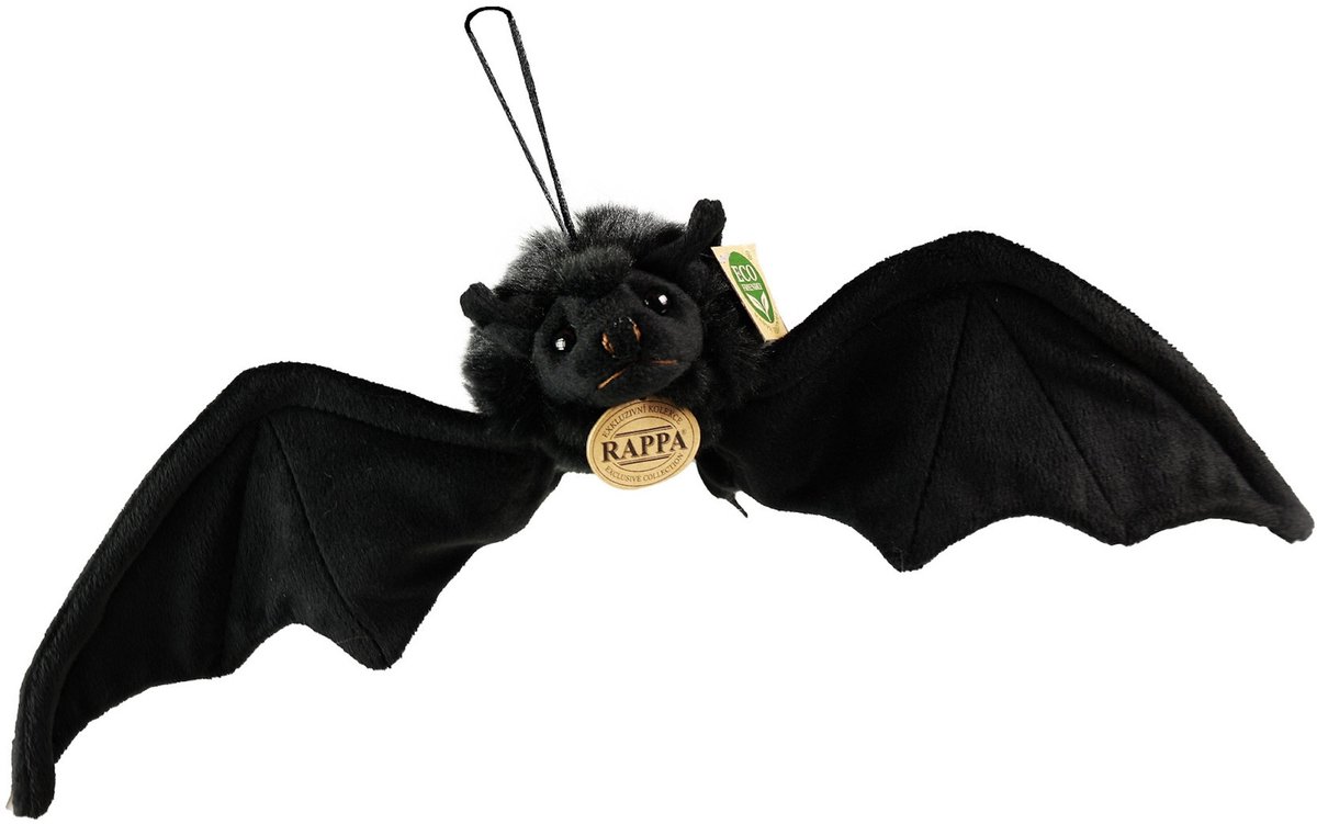 Rappa ECO knuffel vleermuis 50 cm - realistische knuffel van recyclede PET flessen - zwart