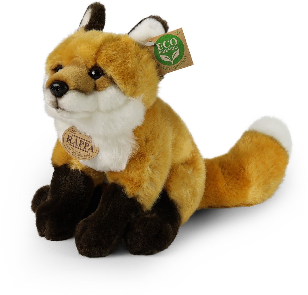 Rappa ECO knuffel vos 27 cm - realistische knuffel van recyclede PET flessen - caramel, bruin, wit