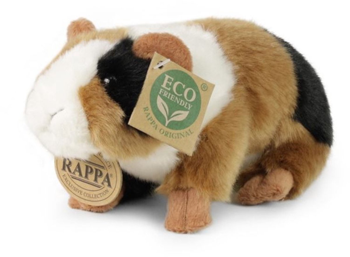 Rappa Knuffel Cavia 17 cm - realistische knuffel van recyclede PET flessen - bruin, wit