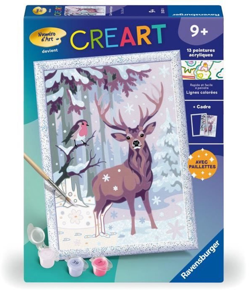 CreArt Kids 18x24cm Romantisch Hert, Schilderen op Nummer Kit, Leeftijd 9+, 25831,  