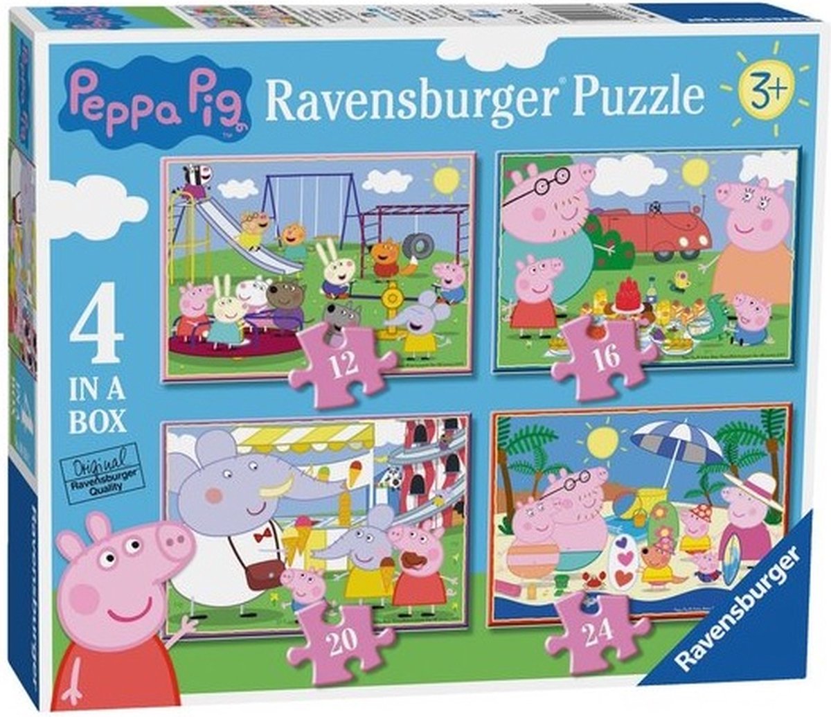 Peppa Pig puzzelbox puzzels 12+16+20+24 stukjes - kinderpuzzel
