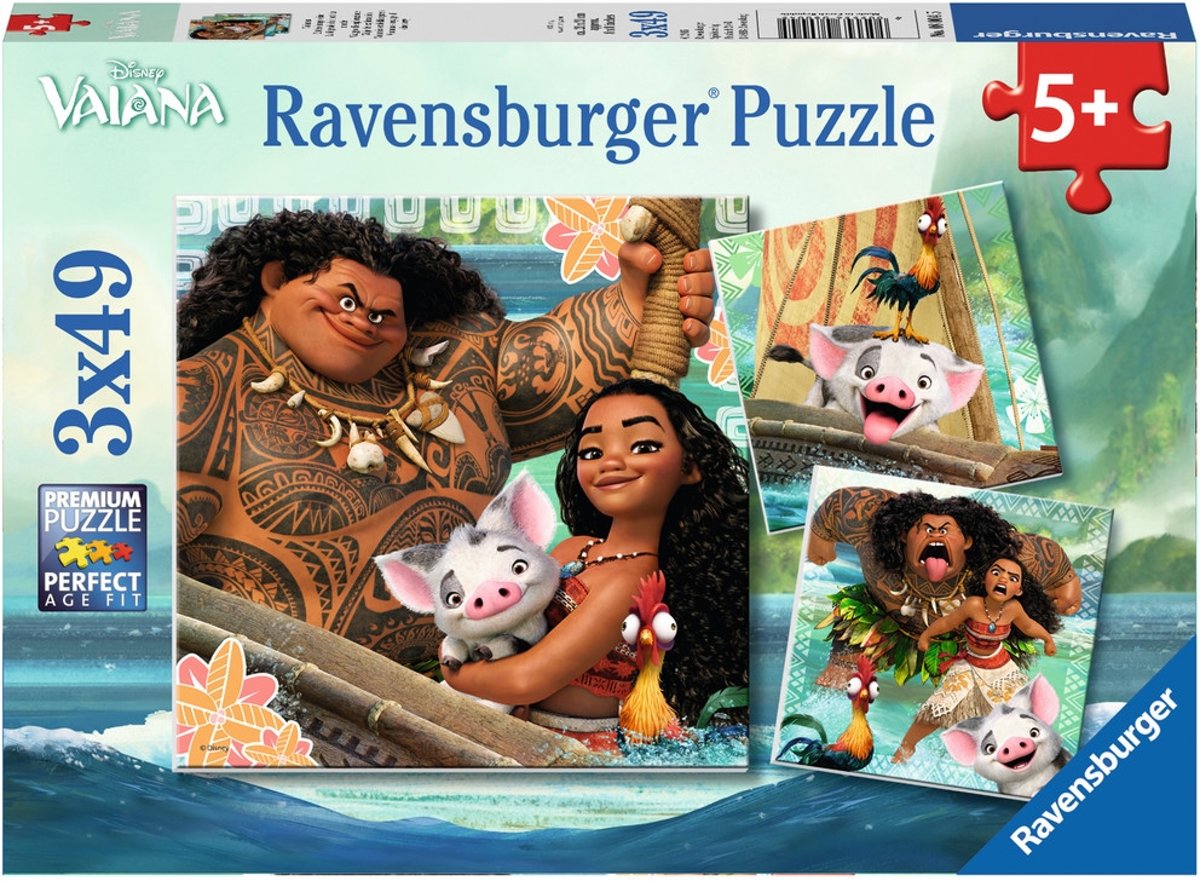   Disney Vaianas ontdekkingsreis- Drie puzzels van 49 stukjes - kinderpuzzel