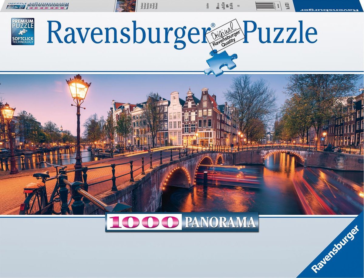 Ravensburger Panorama Puzzel Avond in Amsterdam - Legpuzzel - 1000 stukjes