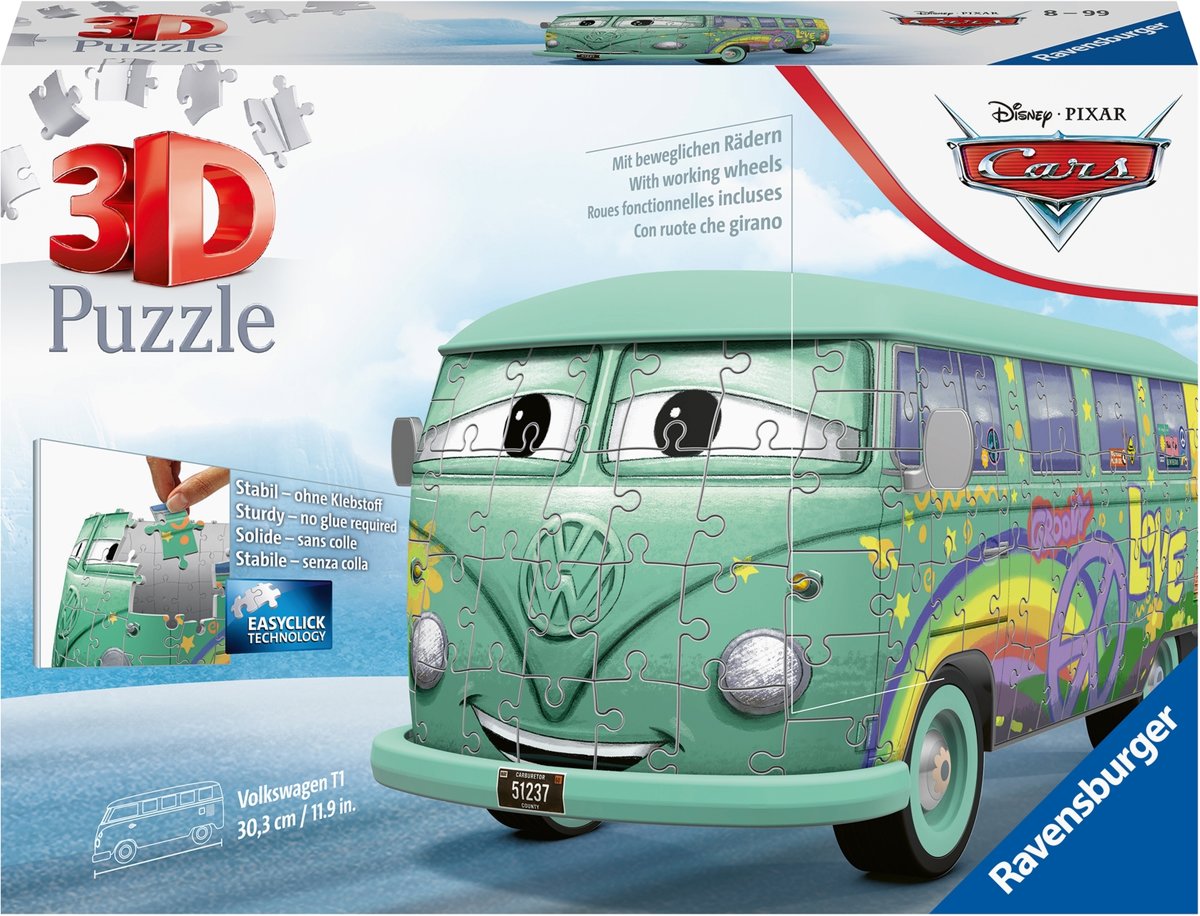   Volkswagen bus T1 Pixar Cars - 3D puzzel - 162 stukjes